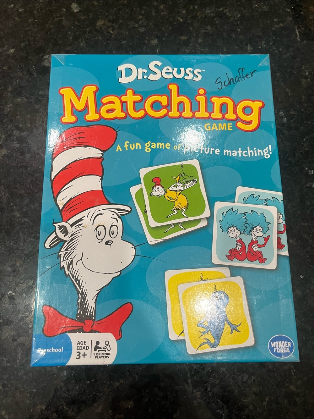 Dr. Seuss Matching Game - Blue Box with Red and Yellow Accents